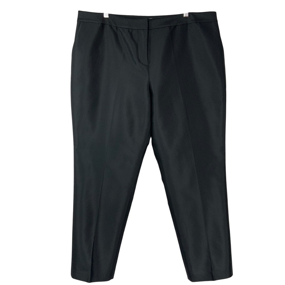 Vineyard Vines Black Cotton Silk Pants 16 Zip Fly Flat Front Tapered Leg Luxe